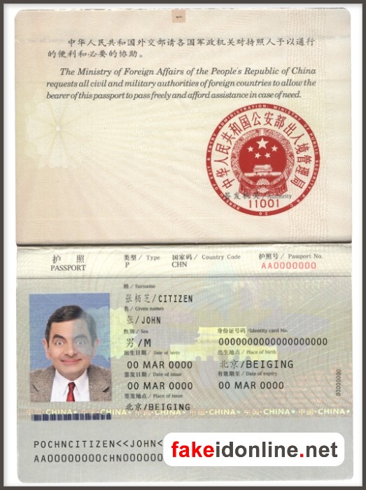 China Passport Template PSD